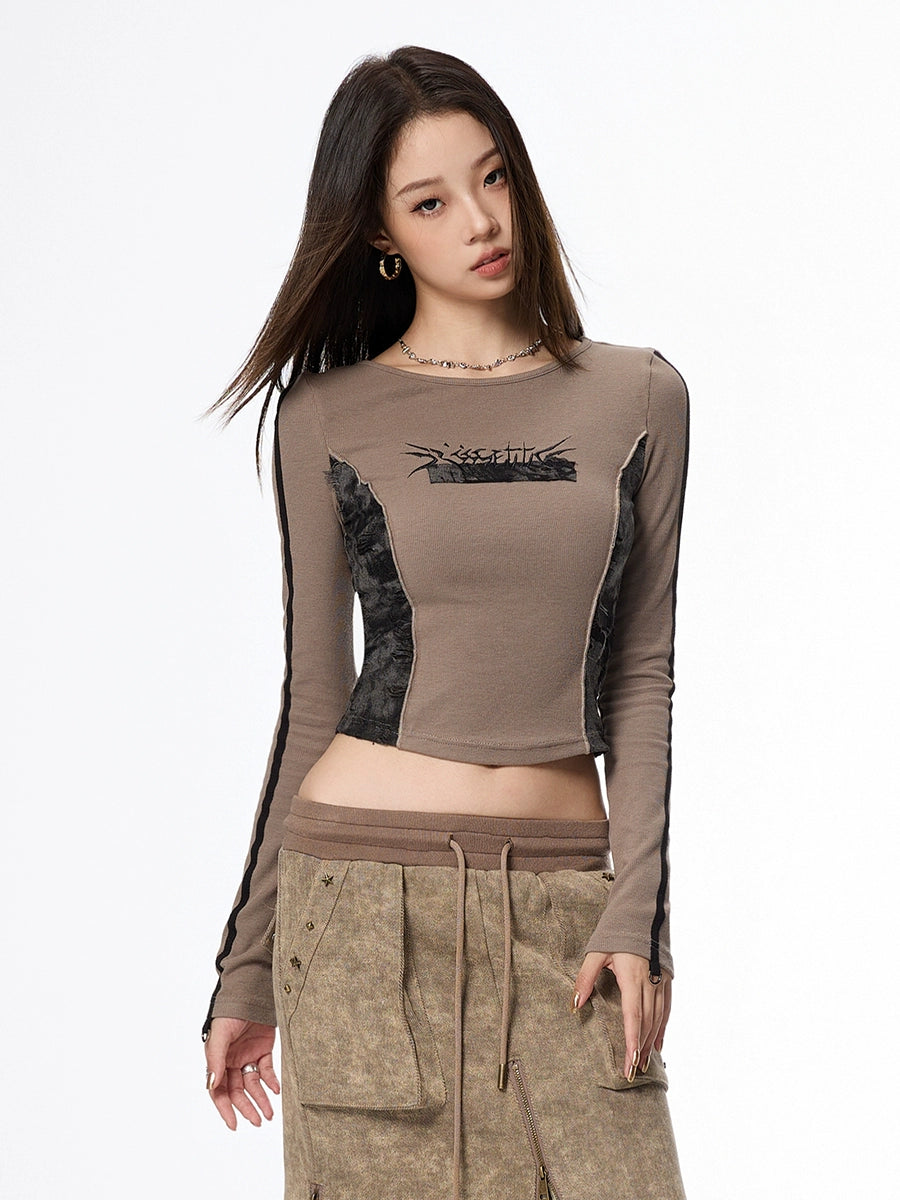 Paneled Long Sleeve Top