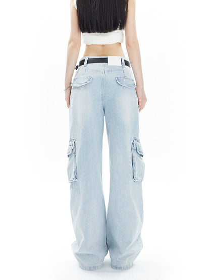 Relaxed Denim Cargo Jeans