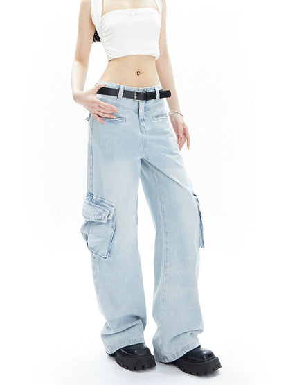 Relaxed Denim Cargo Jeans