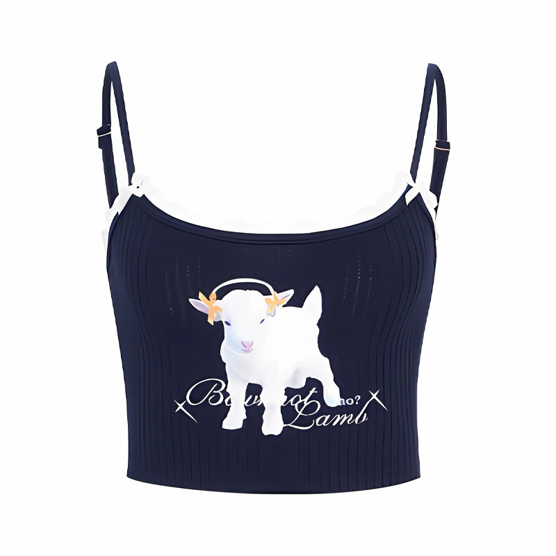 Theanswer ballet lamb print camisole summer millennial sweet babes niche cropped crop top