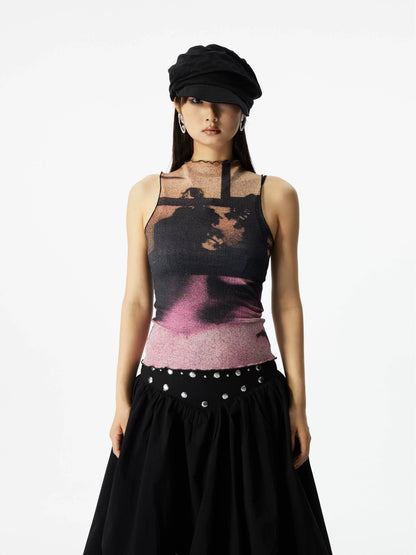 Pink Gradient Sleeveless Top