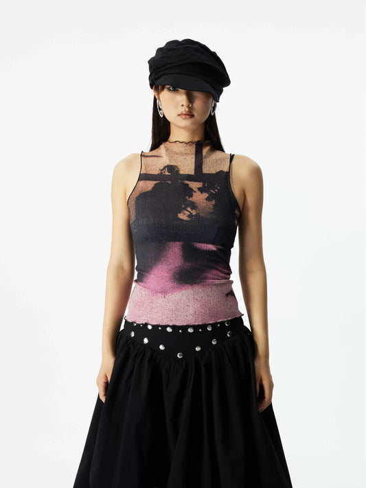 Pink Gradient Sleeveless Top