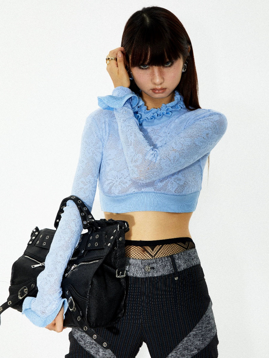 Azure Lace Crop Top