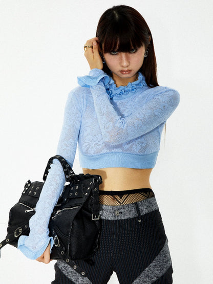 Azure Lace Crop Top