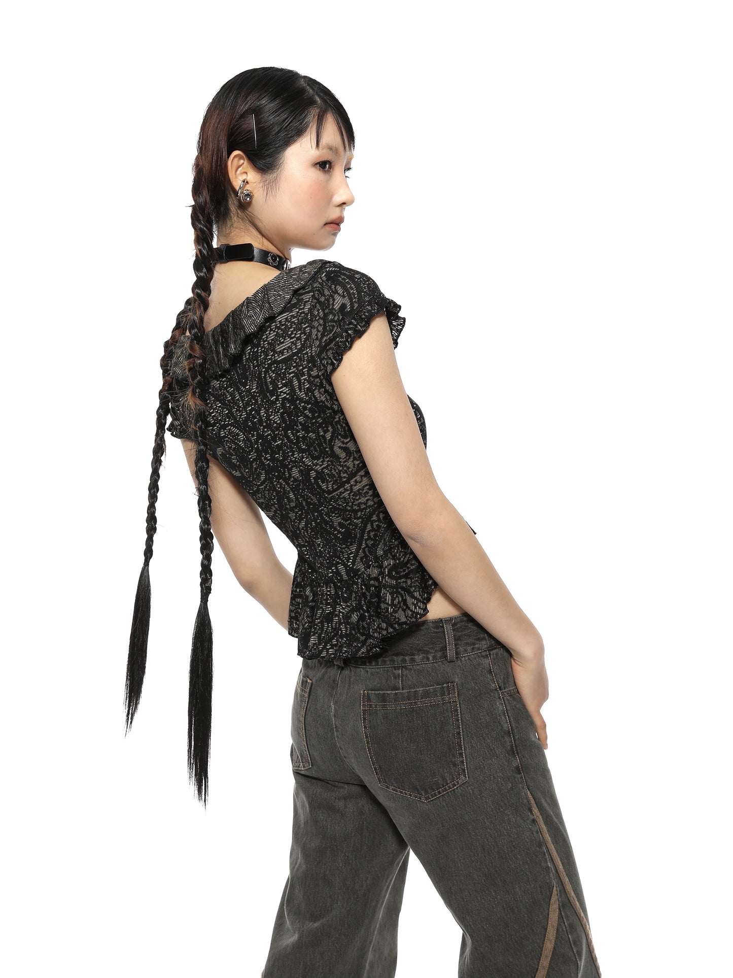 Romantic Pearl Button Up Top