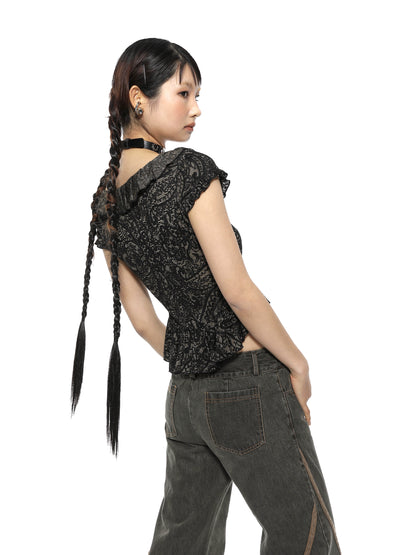 Romantic Pearl Button Up Top