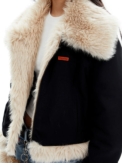 Fur Trimmed Biker Jacket
