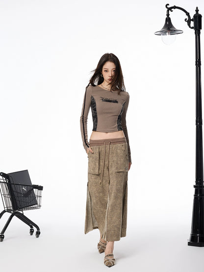 Paneled Long Sleeve Top