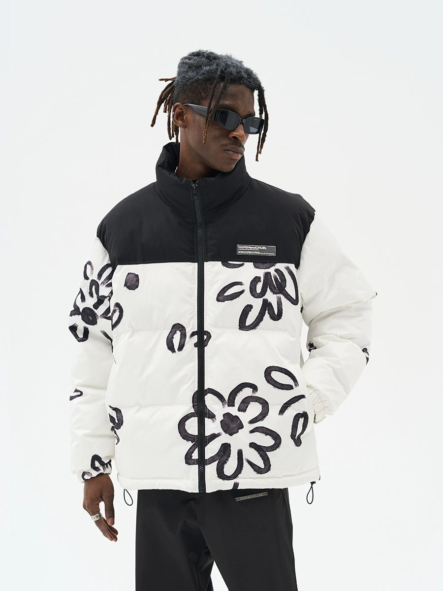 Floral Painted Puffer Jacket