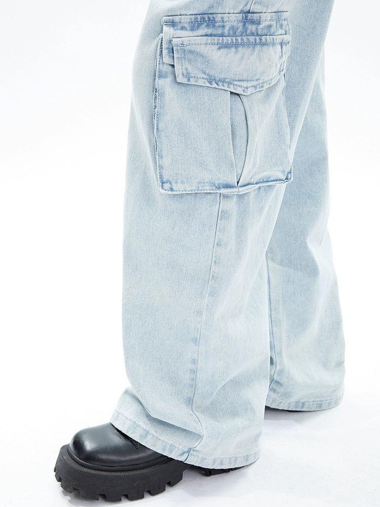 Relaxed Denim Cargo Jeans