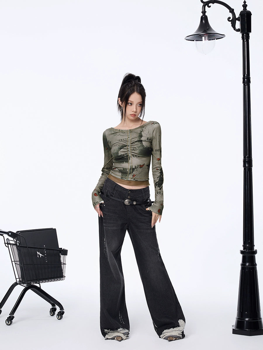 Graphic Print Long Sleeve Top