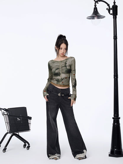 Graphic Print Long Sleeve Top