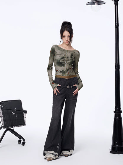 Graphic Print Long Sleeve Top