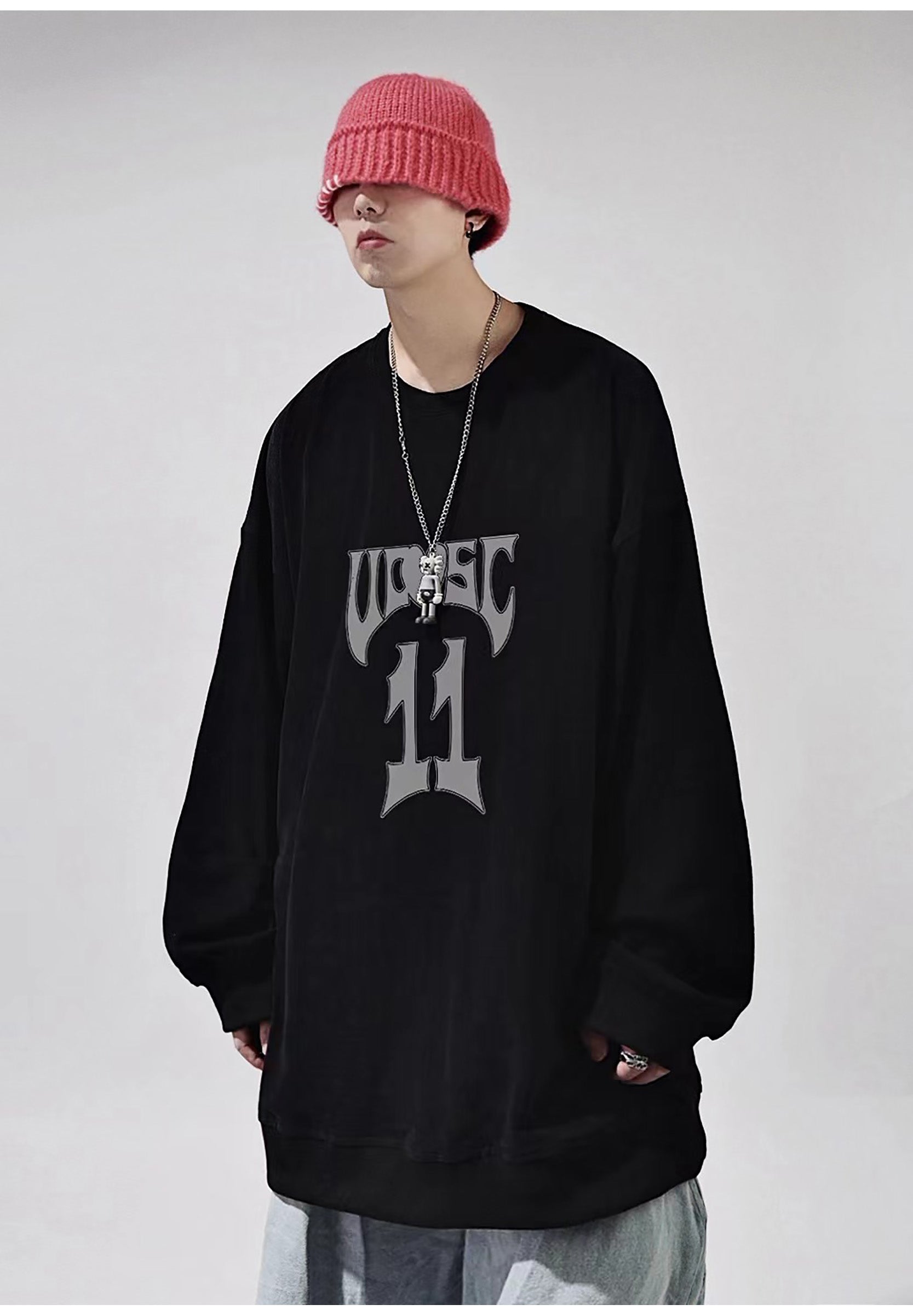 hip hop vintage distressed black long sleeve top