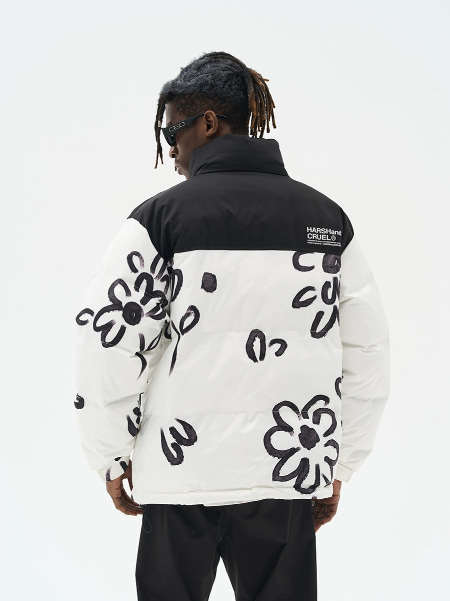 Floral Painted Puffer Jacket