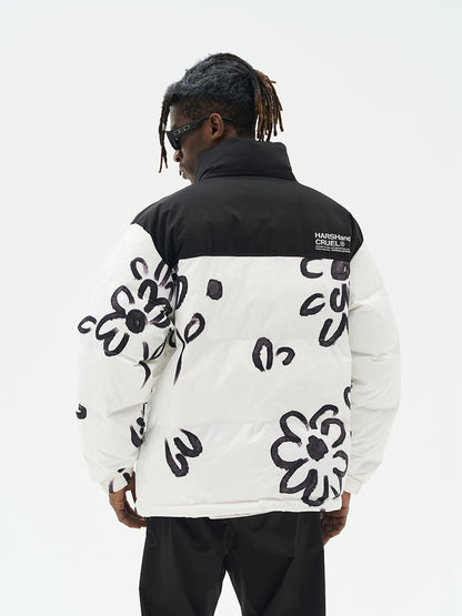 Floral Painted Puffer Jacket